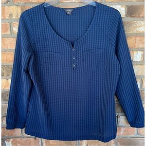 Eddie Bauer Women’s Blue Striped Long Sleeve Top Size Large